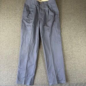 NWT LL Bean Double L Comfort Waist Chinos Mens 36x34 Blue Pleated Cotton Pants